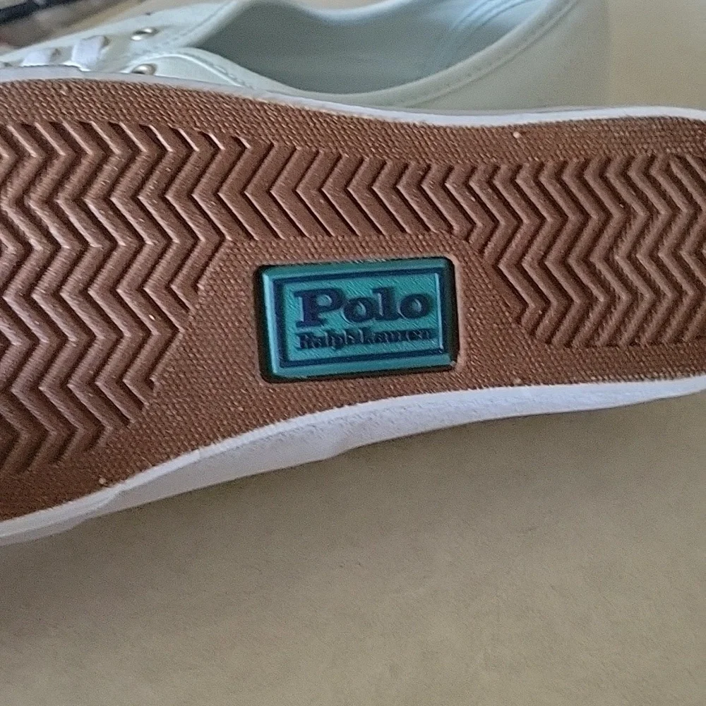 NEW! POLO BY RALPH LAUREN Keaton Leather Trim Signature Pony Canvas Sneakers 12.